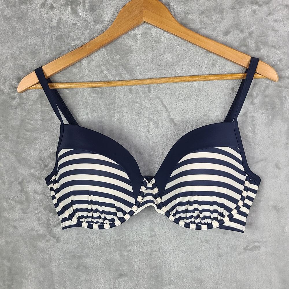 Boden Milos Moulded Cup Bikini Top Navy White Stripe Nautical S0056 Size US36DD